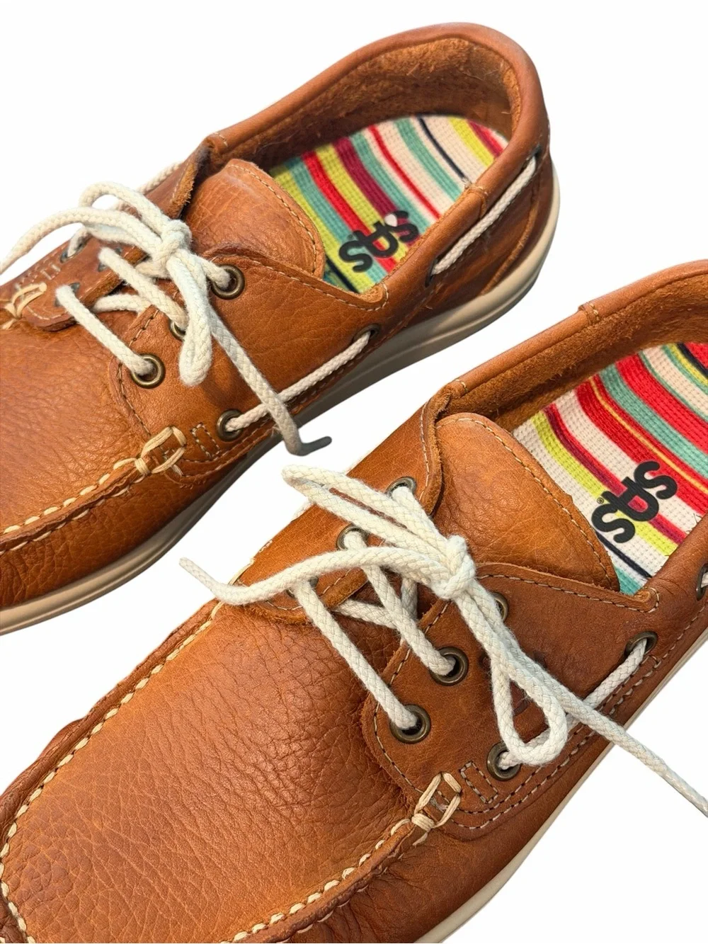 SAS Tripad Comfort Brown Leather Boat Shoes Lace Up Moc Toe Size 8M